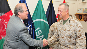 John F. Sopko meets Marine Gen. John R. Allen, commander of ISAF and USFOR-A, at ISAF headquarters, Kabul. (ISAF photo)