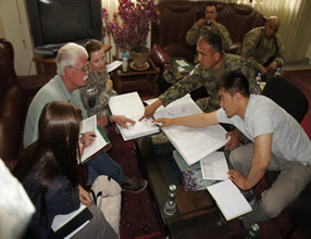 SIGAR auditors review documents in Kabul, Afghanistan.