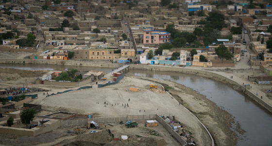 Partial aerial view of Kabul. (DOD photo)
