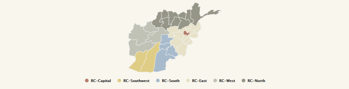 Reintegrees by ISAF Regional Command (RC), March 2012–September 2013 Map