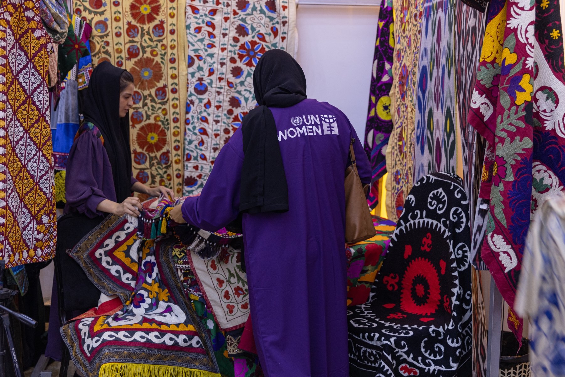 Afghan women entrepreneurs showcase their products at a tradeshow in Kabul, July 2023. (Twitter photo from @unwomenafghan)
